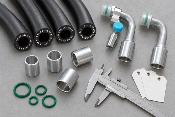 production ac hose assembly with beadlock fittings